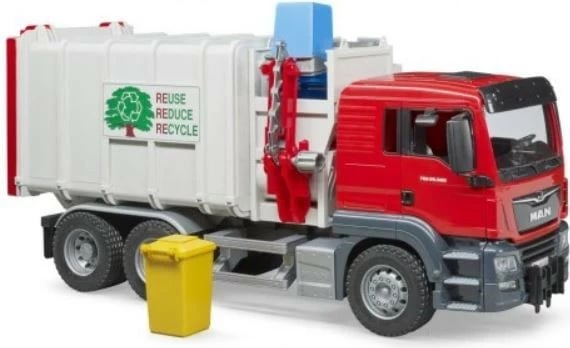 Kamion lodër BRUDER BR-03761, ngarkim anësor, 1:16, kuq/gri/zi