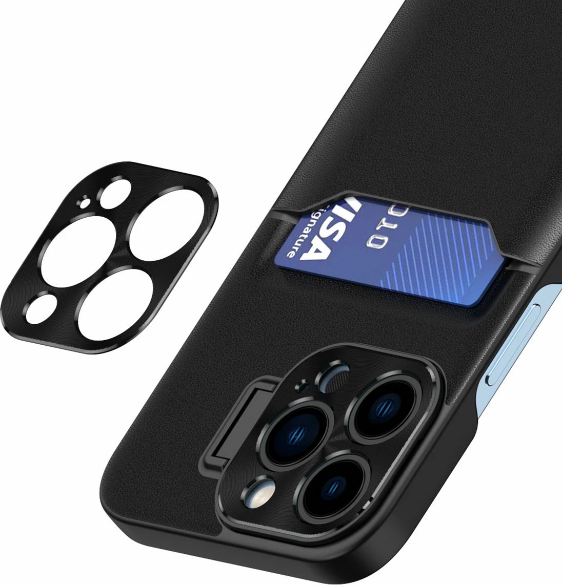 Mbështjellës Hurtel Leather Stand Case për Samsung Galaxy S23 Ultra, me xhep kartelash dhe mbajtëse, e zezë