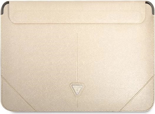 Mbështjellës laptopi Guess Saffiano Triangle Logo, 14", Bezhe