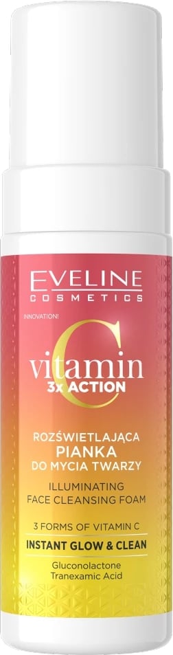 Shkumë për fytyrë për femra Eveline Cosmetics Vitamin C 3x Action Brightening, 150ml