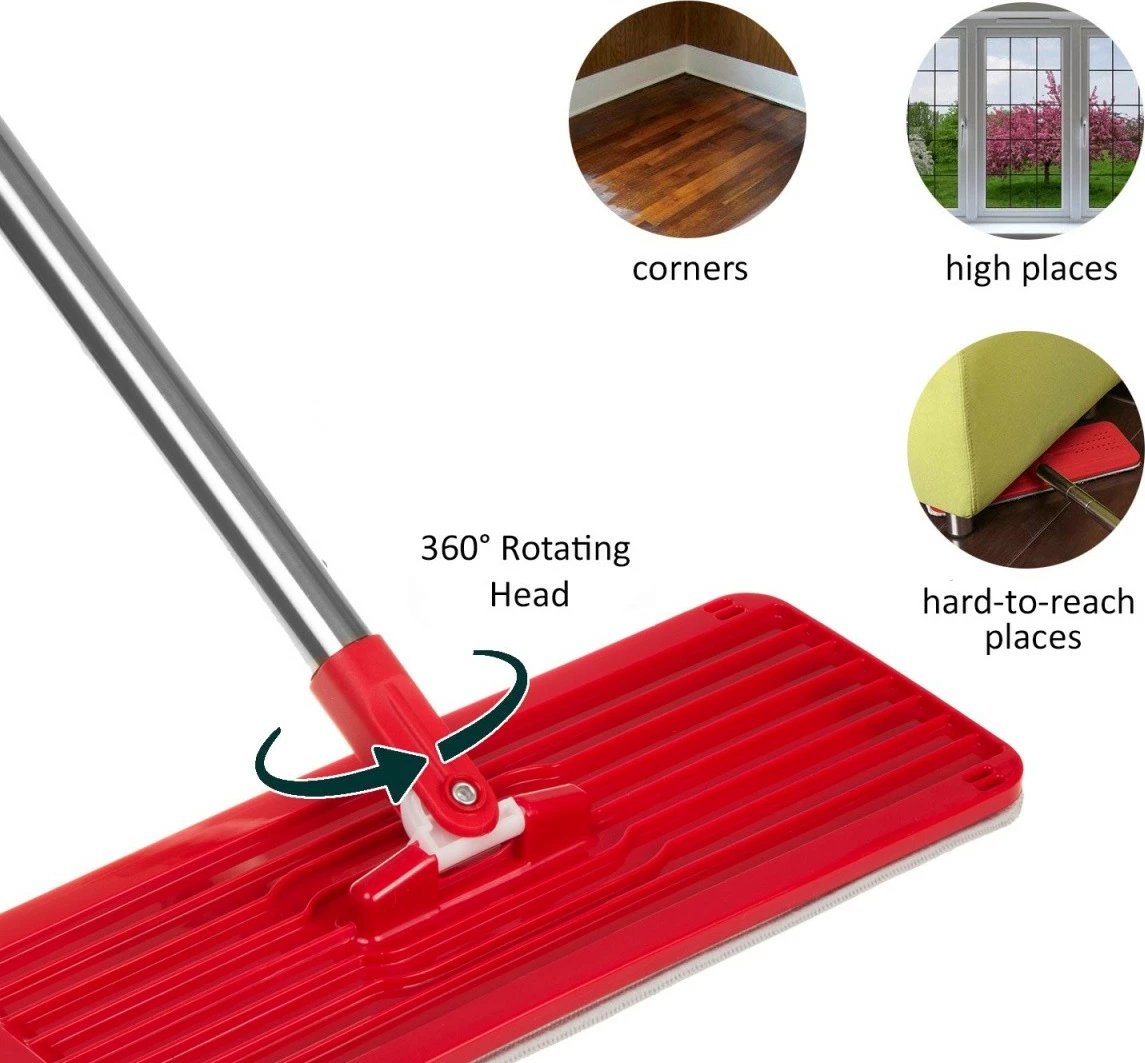 Set pastrimi GreenBlue MaxiClean GB870 me mop të sheshtë, kovë dhe 2 shtresa mikrofibre, Kuqe