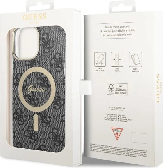 Mbështjellës Guess GUHMP13XH4STK për iPhone 13 Pro Max 6.7", MagSafe, zi