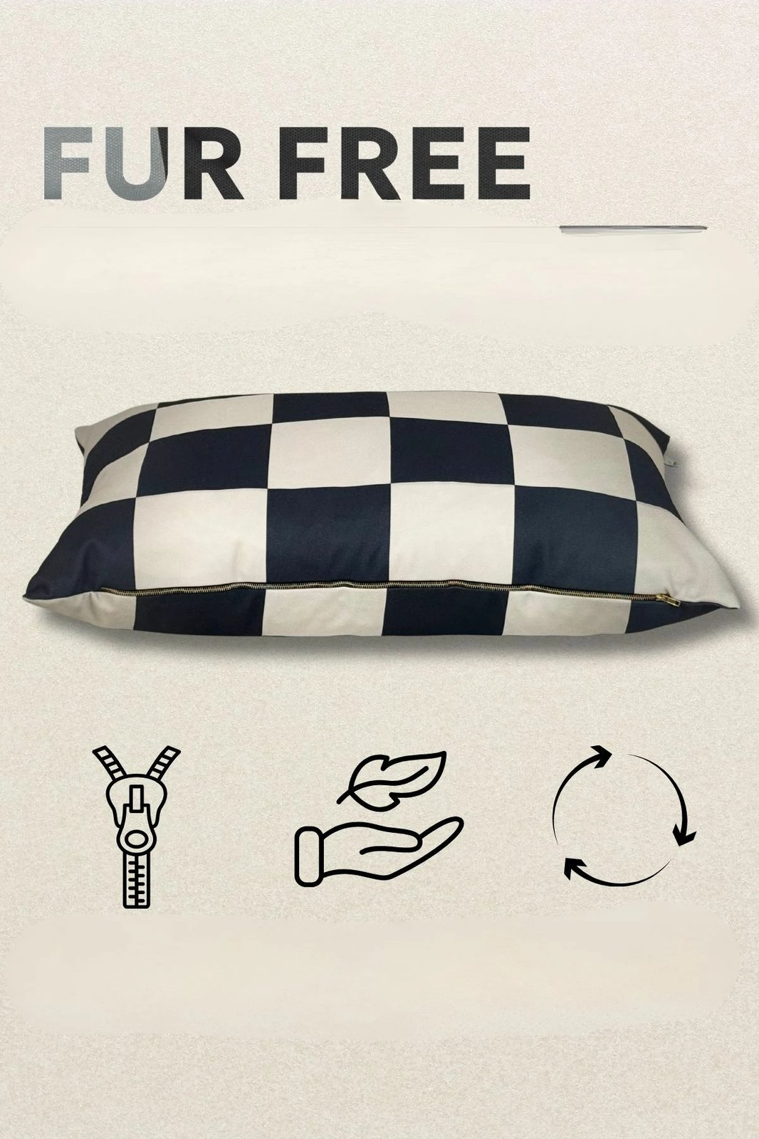 Shtrat për kafshë Paws & Whiskers, pa qime, 64x88, zi, bardhë