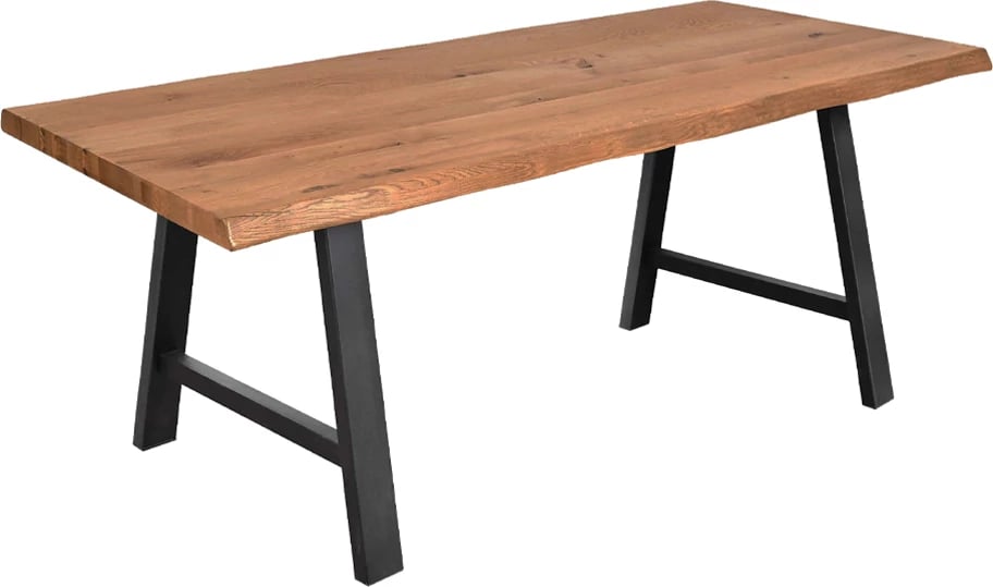 Tavolinë RAW 180, ngjyrë arre e çelët, këmbë metalike të zeza, 180x95x74cm