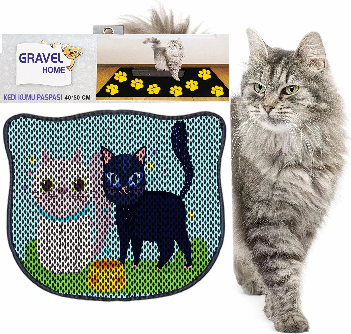 Tapet për rërë mace, shumëngjyrësh, Paws & Whiskers, Kdkafa0072, 40x50cm