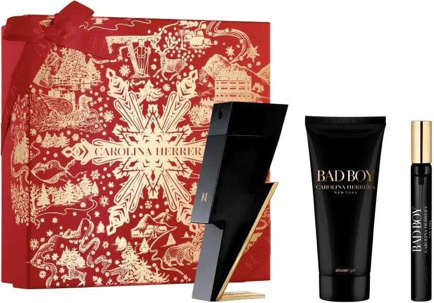 Set Eau de Toilette për meshkuj Carolina Herrera Bad Boy 100ml + xhel dushi 100ml + mini 10ml