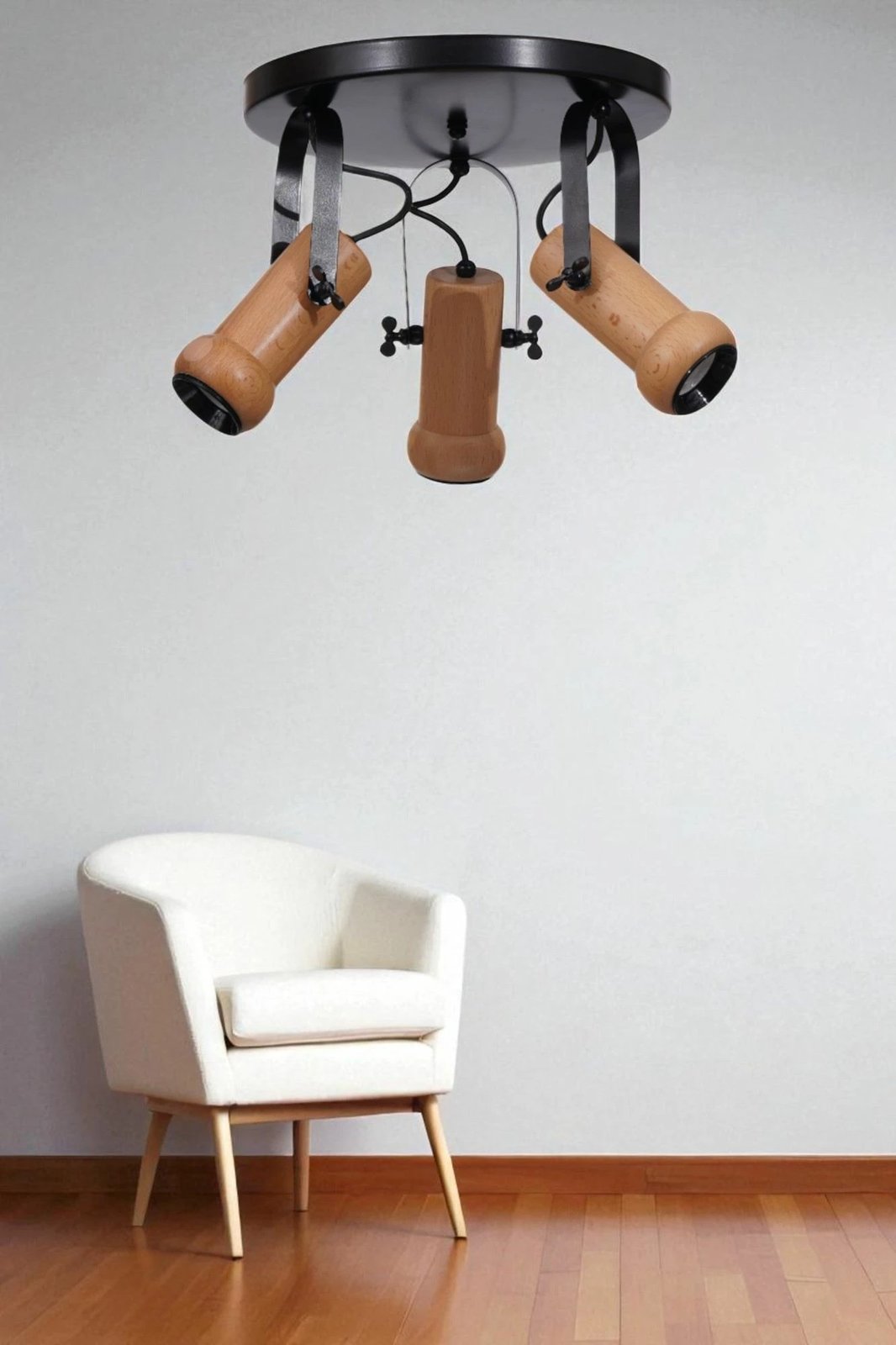 Llambadar Opviq, metal dhe dru, 9000-3, ngjyrë e zezë dhe lis