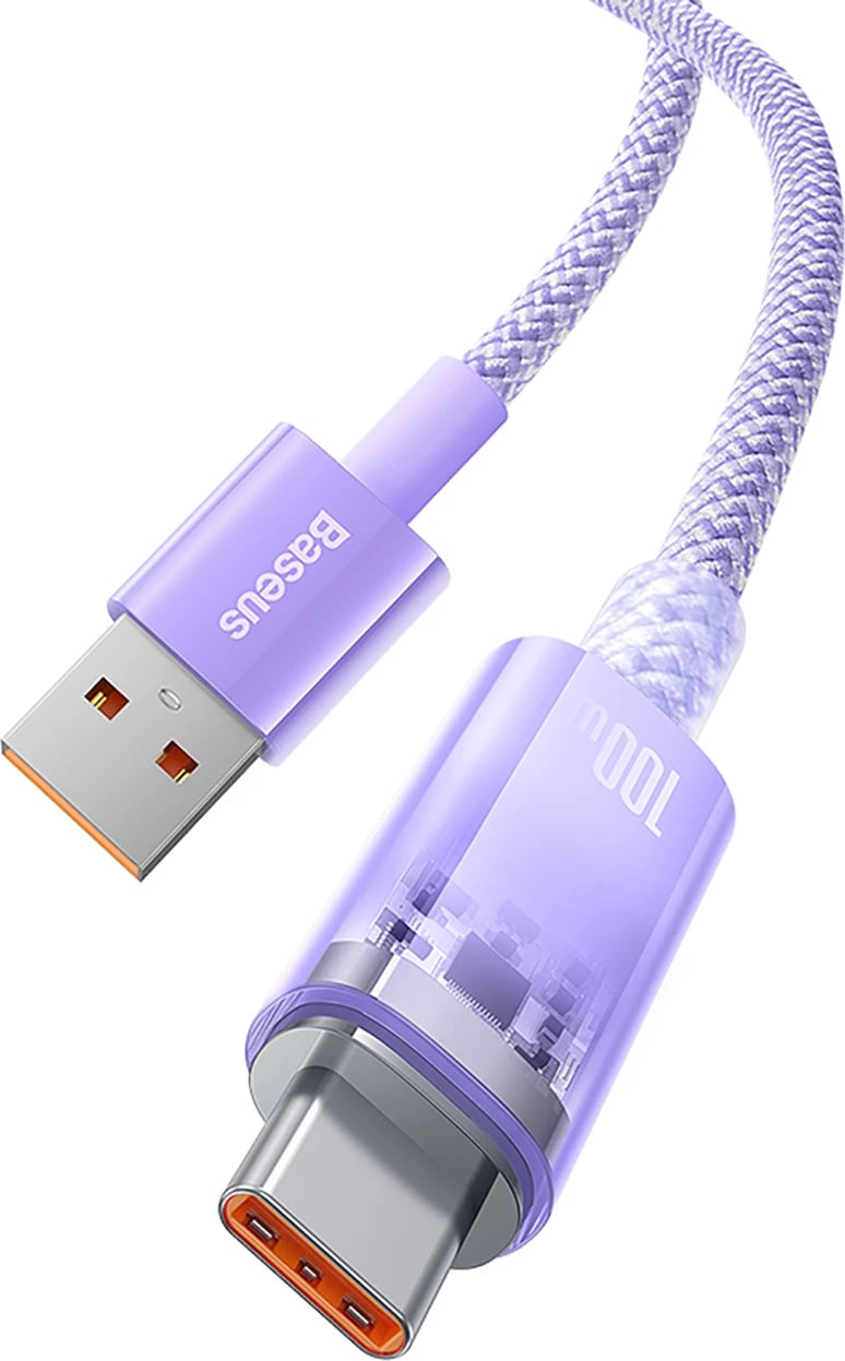 Kabllo Baseus Explorer USB-A në USB-C, 1m, 100W, Violet