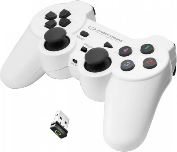 Kontroller Gaming Esperanza EGGG106G për PC, Playstation 3, i bardhë/ i zi