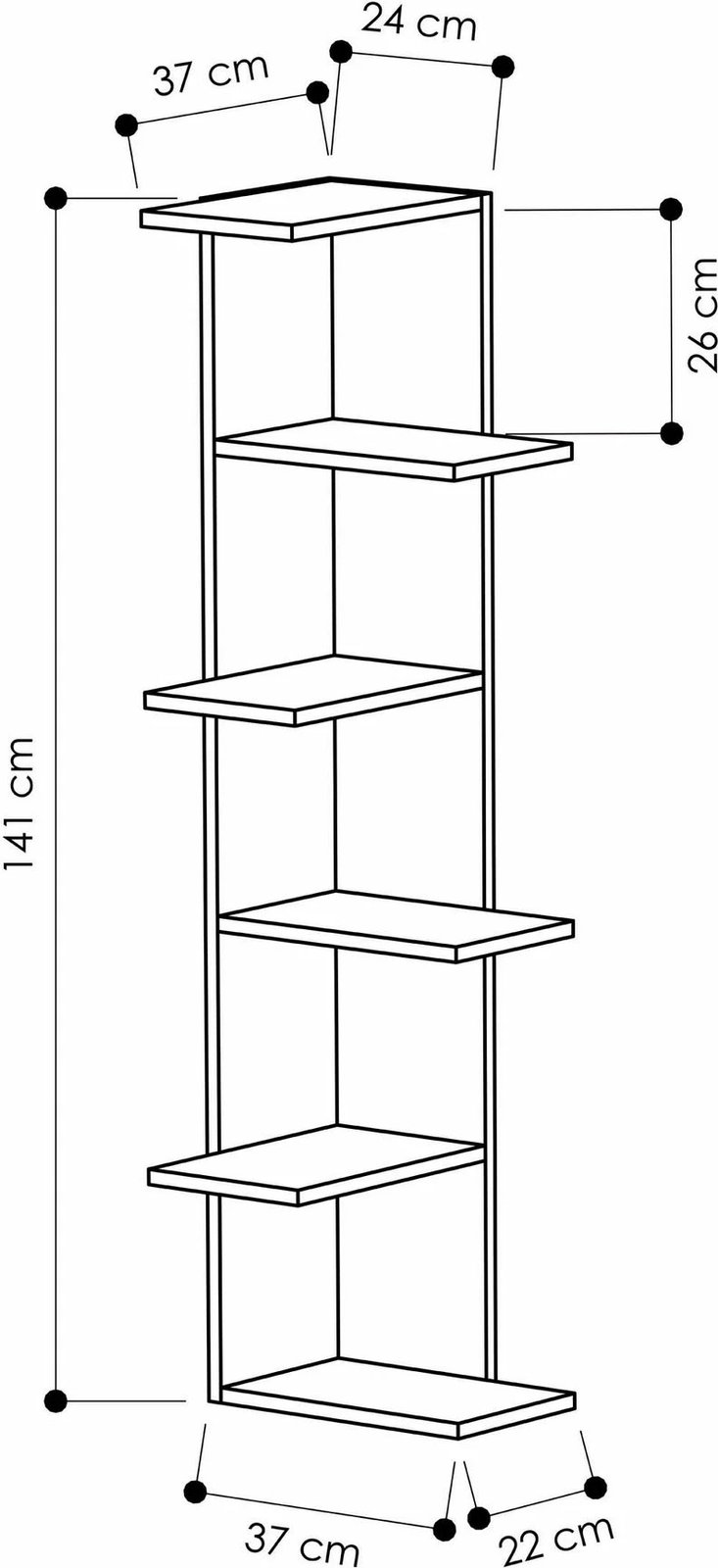 Raft librash Skye Decor, i bardhë