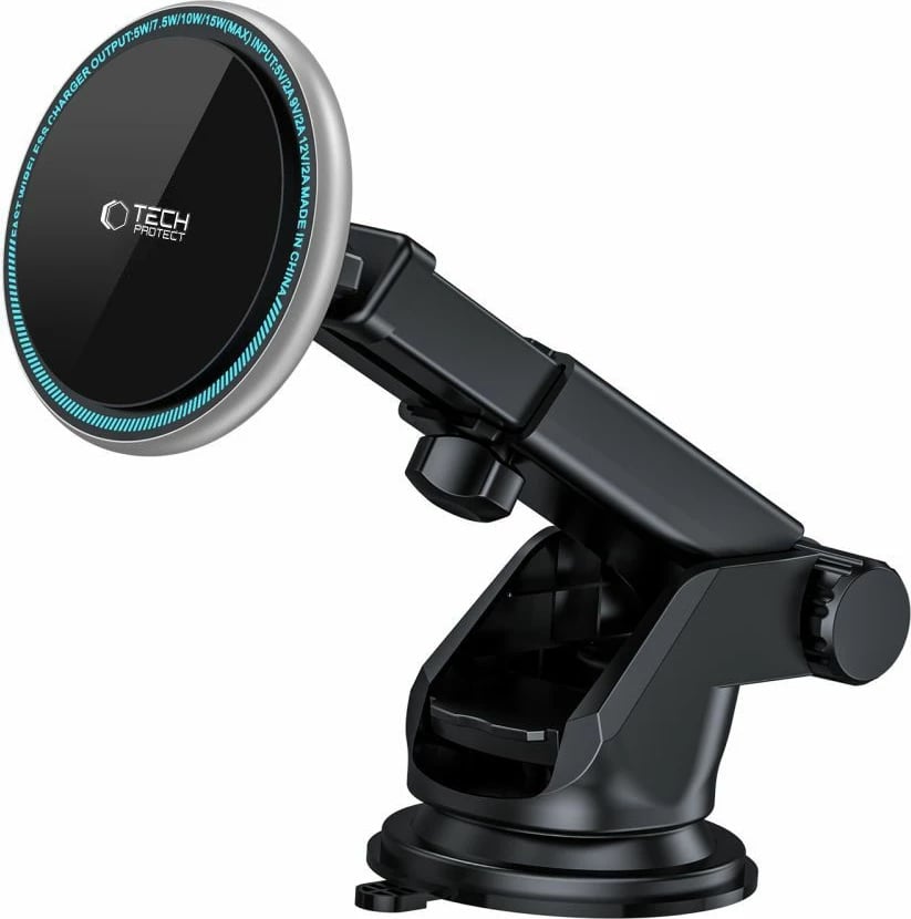 Mbajtës magnetik për celular me karikues wireless Tech-Protect A2, 15W, për kokpit, i zi