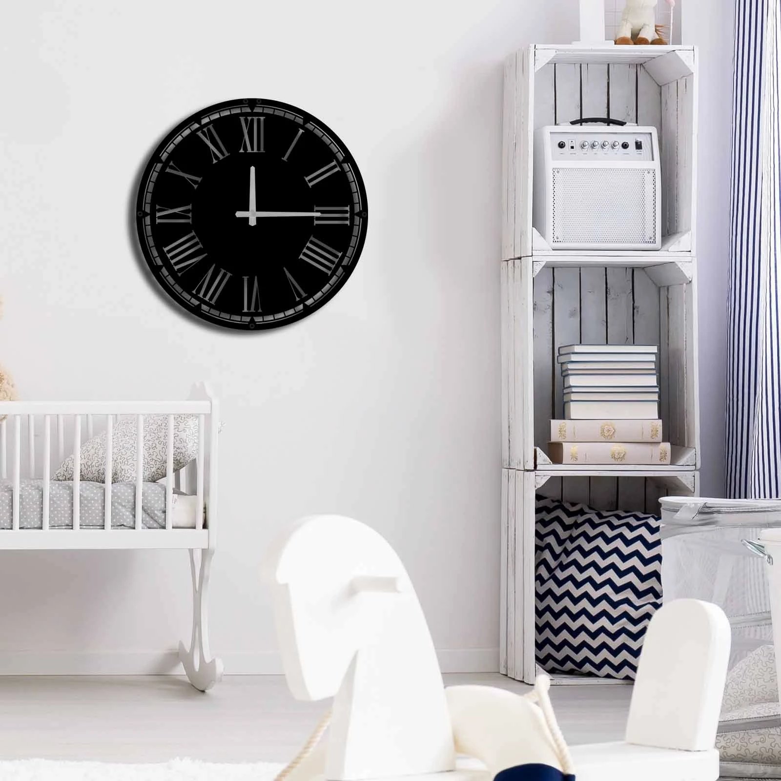 Orë muri dekorative metalike Wallity, MTS - 007, e zezë, 49x49cm