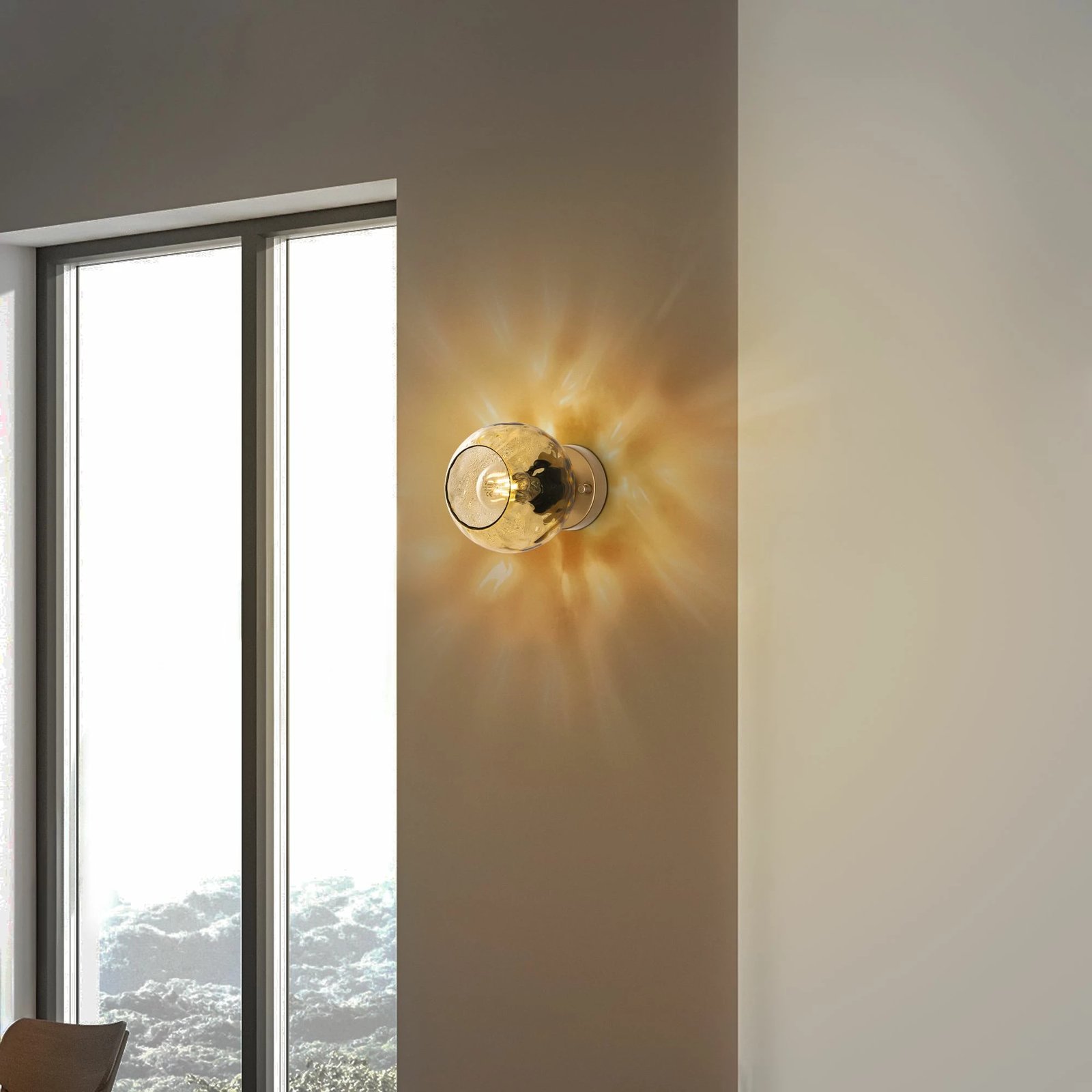 Llambë muri Opviq, Benek - 15 - 14404, metal e xham, ngjyrë e verdhë dhe ari