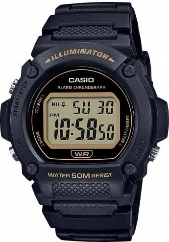 Orë dore CASIO SPORT ILLUMINATOR për meshkuj, e zezë