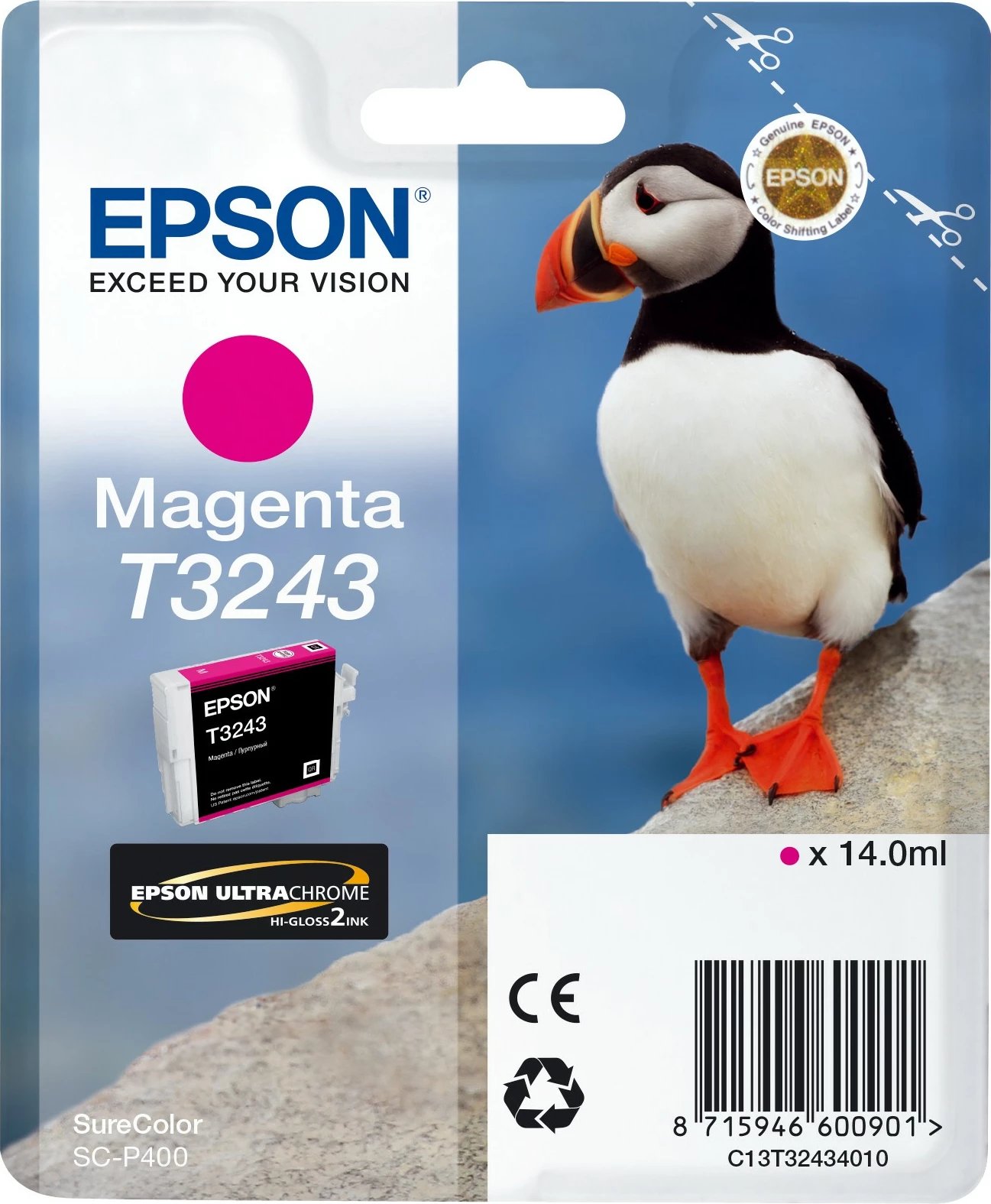 Toner Epson T3243 magenta, pigment 14ml, për SureColor SC-P400