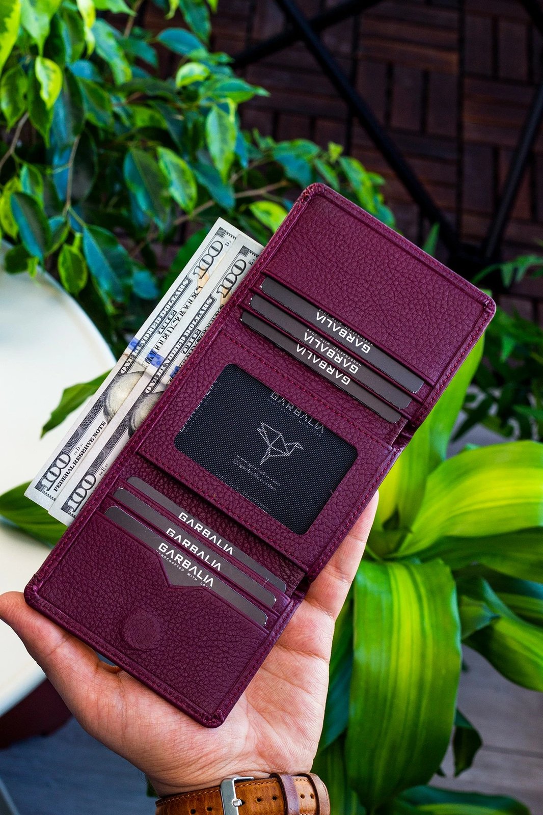 Portofol për burra, ngjyrë e kuqe claret, Zoozie Bags