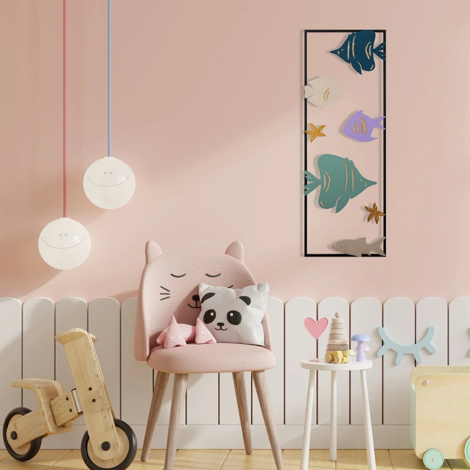 Aksesor dekorativ metalik për mur, Wallity, akuarium, shumëngjyrësh