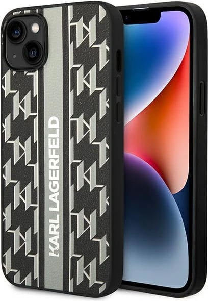 Mbështjellës Karl Lagerfeld KLHCP14MPGKLSKG për iPhone 14 Plus 6.7", Monogram Stripe, Gri
