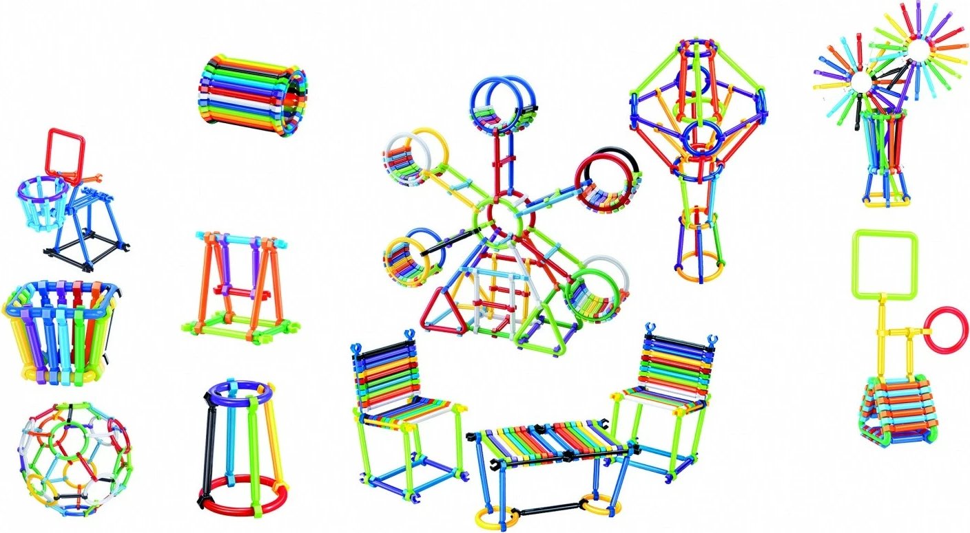 Set lodrash ndërtimi ASKATO Little Genius Building Blocks, 360 elemente, shumëngjyrëshe