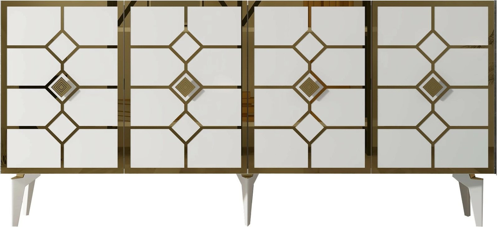 Konsolë Hanah Home, ngjyrë e bardhë dhe ari