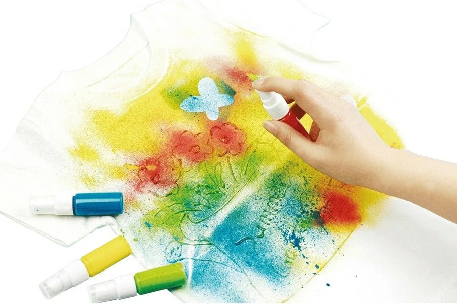 Set spraj për stilizim tekstili Lena Textile Styler, 4 ngjyra, 8 shabllone