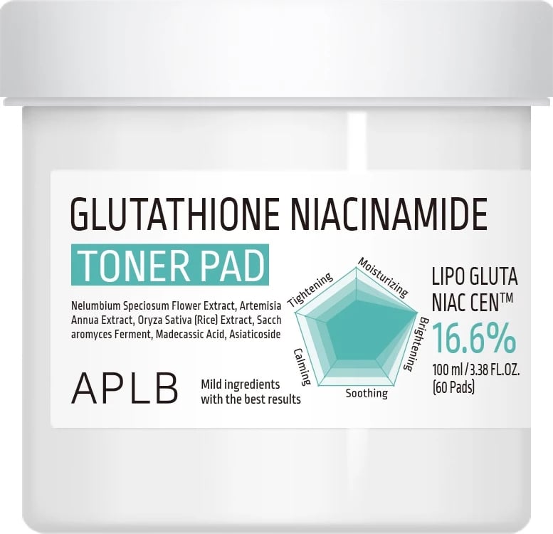 Toner pad për fytyrë për femra APLB Glutathione Niacinamide, 60 copa