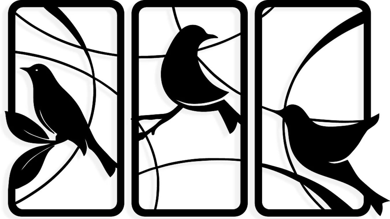 Aksesor dekorativ metalik për mur, Wallity Sentimiento 337, ngjyrë e zezë, 120x68cm