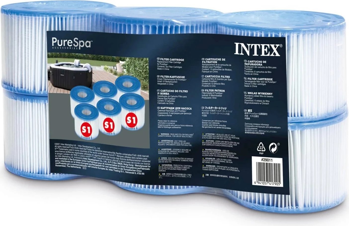 Set filtra për pompë spa Intex 29011, plastikë, 6 copë, bardhë