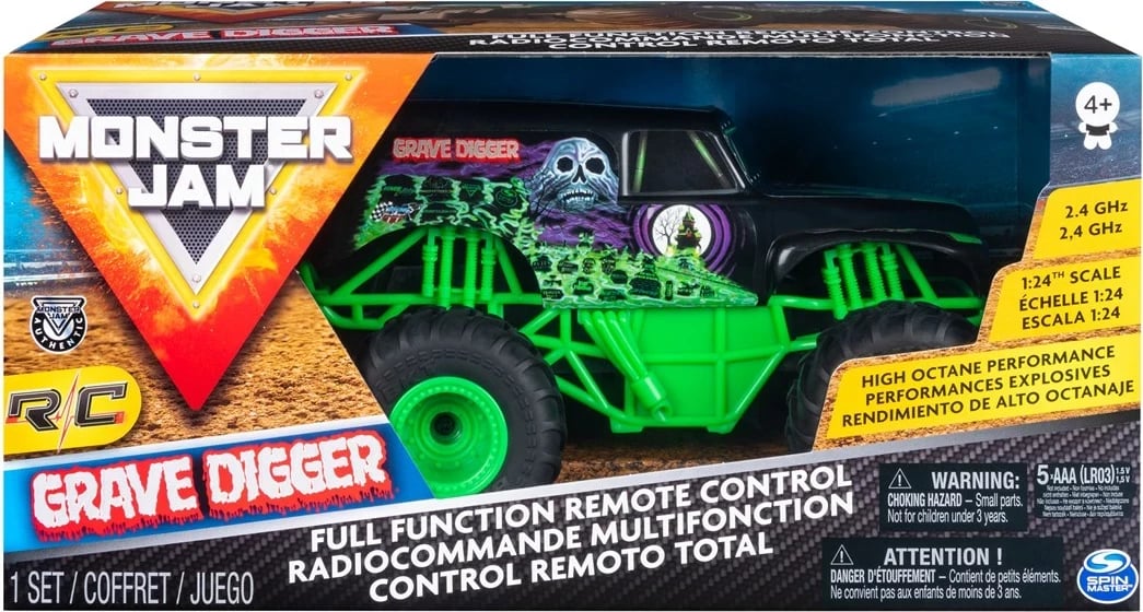 Kamion lodër me telekomandë Monster Jam Grave Digger 1:24, SPIN MASTER, shumëngjyrësh