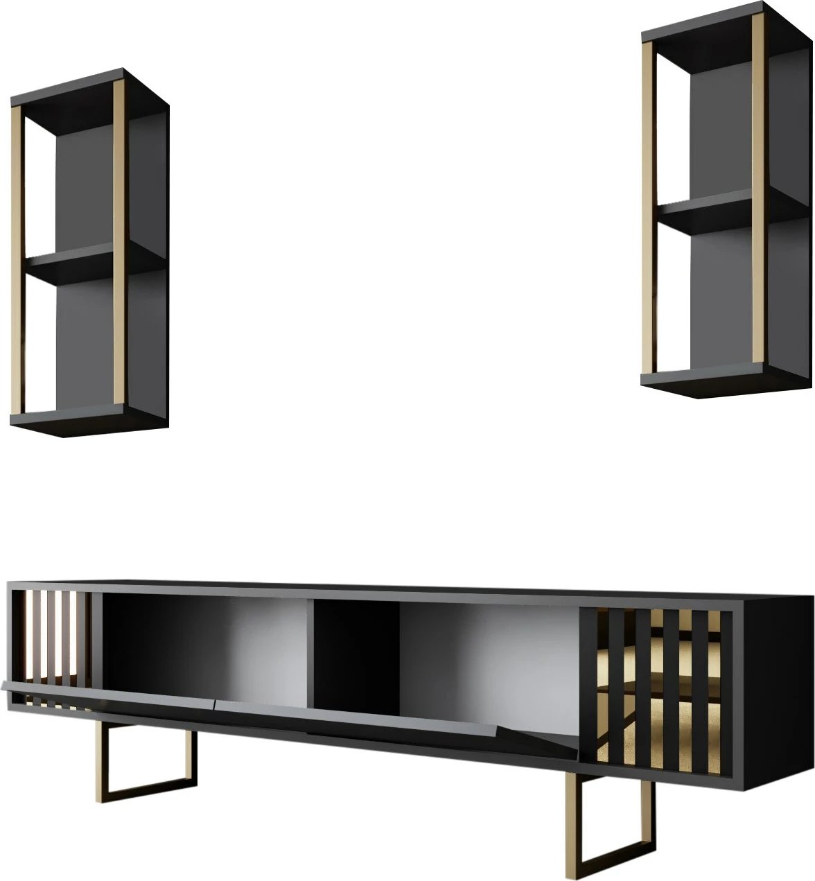 Komodë TV Hanah Home, Gold Line, antracit, e zezë