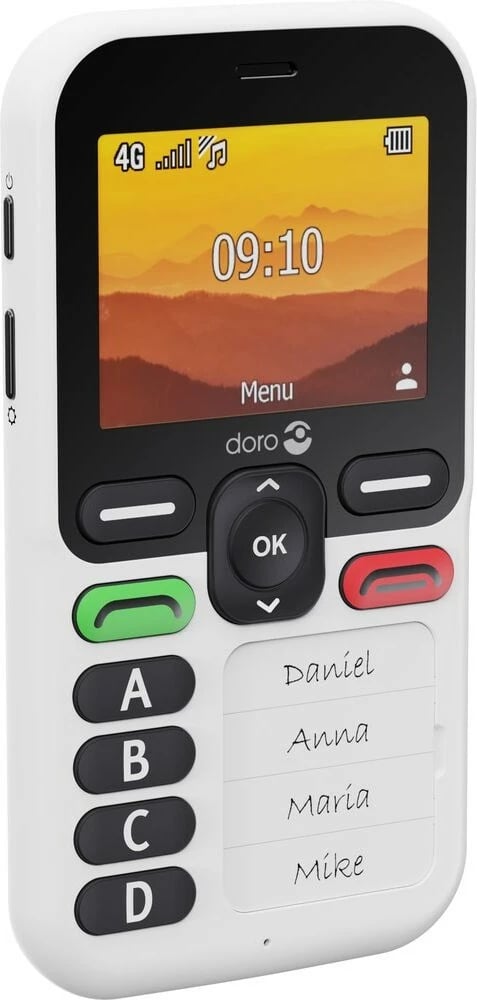 Celular Doro Leva X10, 4G, butona të mëdhenj, i bardhë