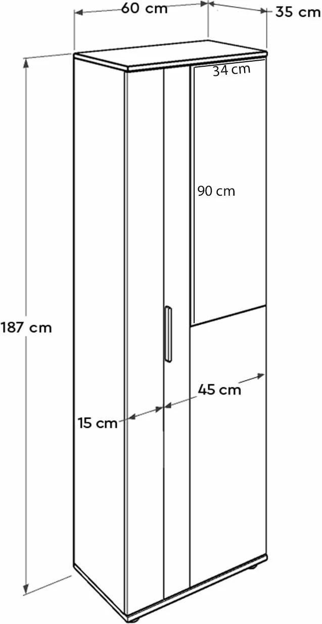 Dollap për këpuca me derë pasqyre, ngjyrë e bardhë, Hanah Home, Shc-629-Bb-2