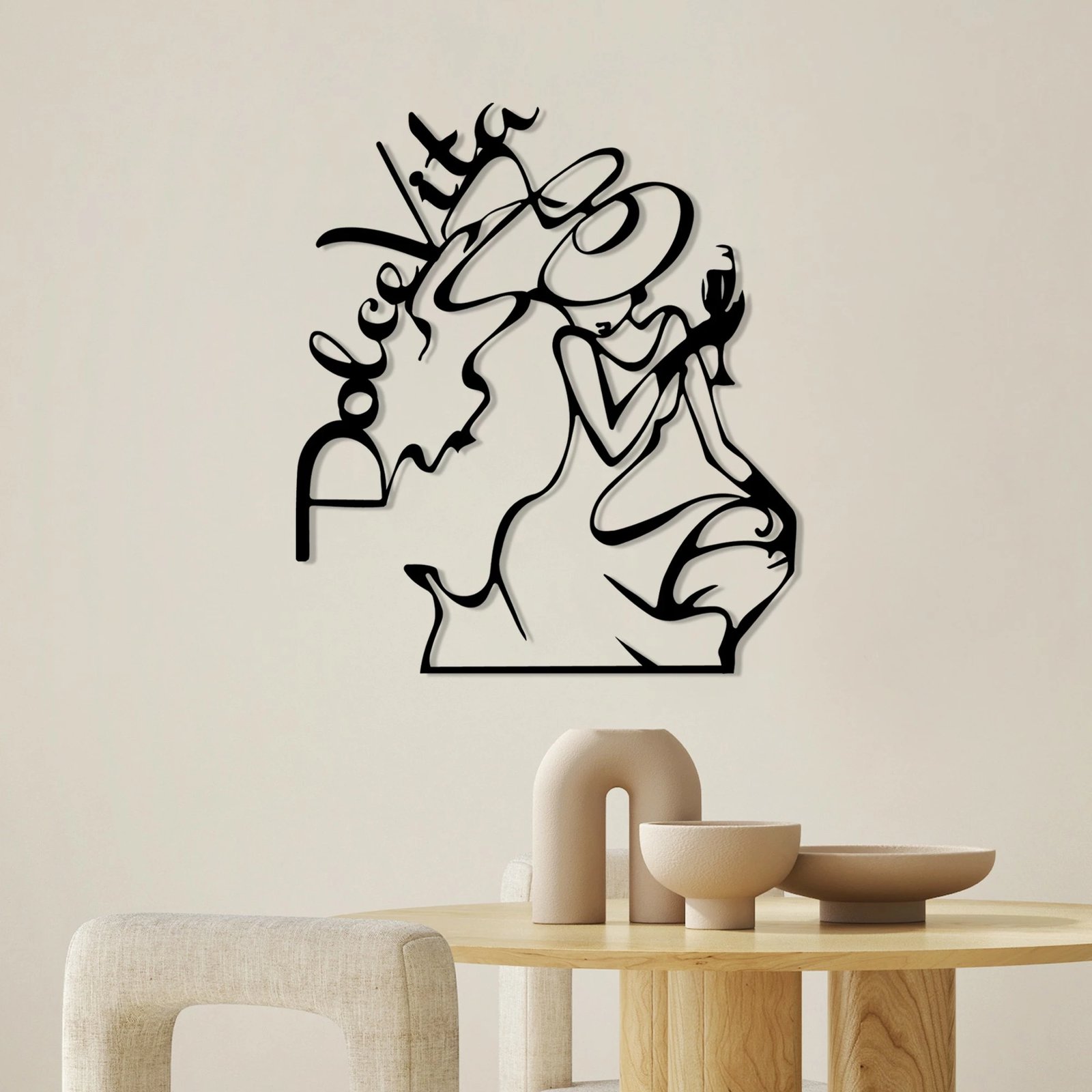 Aksesor dekorativ metalik për mur, Wallity Dolce Vita 2, ngjyrë e zezë, 50x56cm