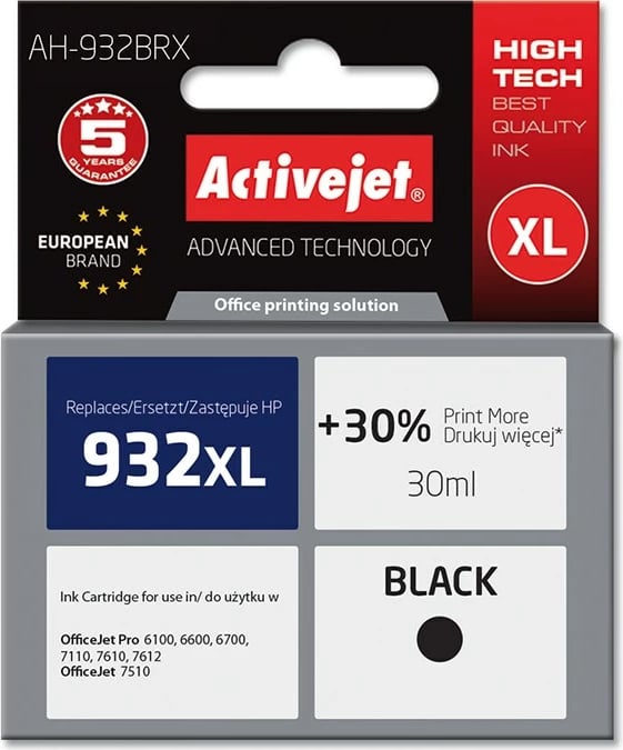 Ngjyrë zëvendësuese Activejet AH-932BRX për printer HP, 30ml, e zezë