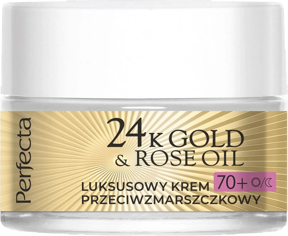 Krem fytyre anti-rrudhë Perfecta 24K Gold & Rose Oil Luxury për femra ditë dhe natë 70+, 50ml