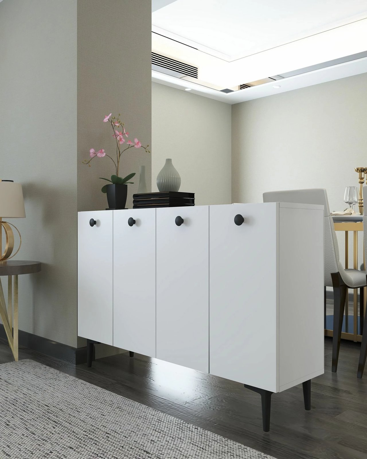 Konsol Skye Decor, Betty, e bardhë, e zezë