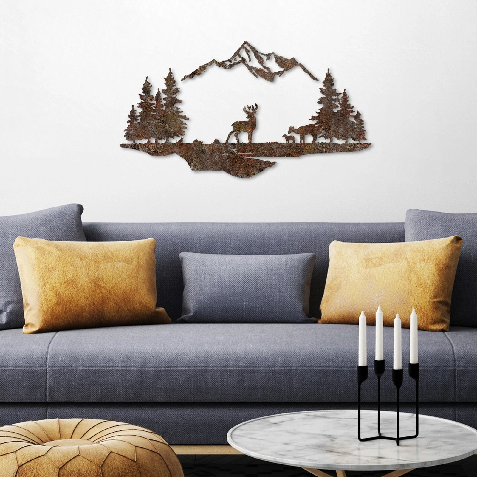 Aksesor dekorativ metalik për mur, peizazh me ngjyrë të vjetër, Wallity, Rusty Landscape 1