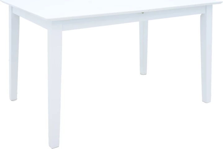 Tavolinë e zgjatshme Mabor, dru kauçuku, ngjyrë e bardhë, 120-150x80x73.8cm