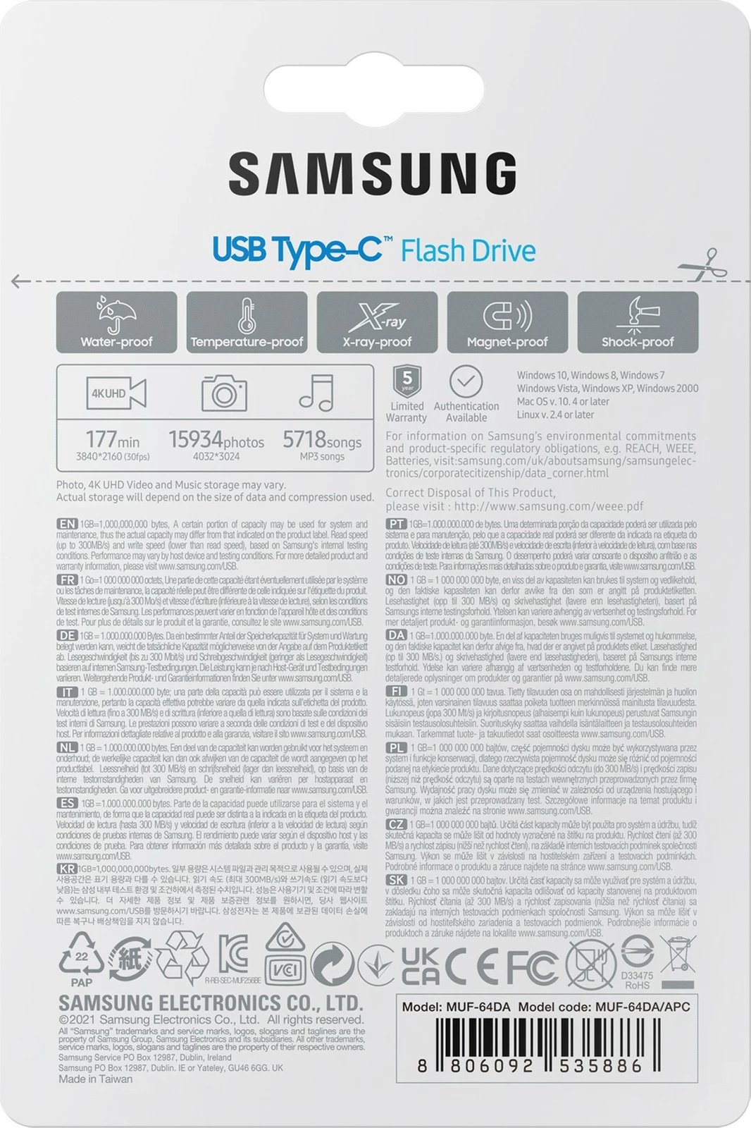 USB Samsung MUF-64DA, 64 GB, USB Type-C, 3.2 Gen 1, Blue