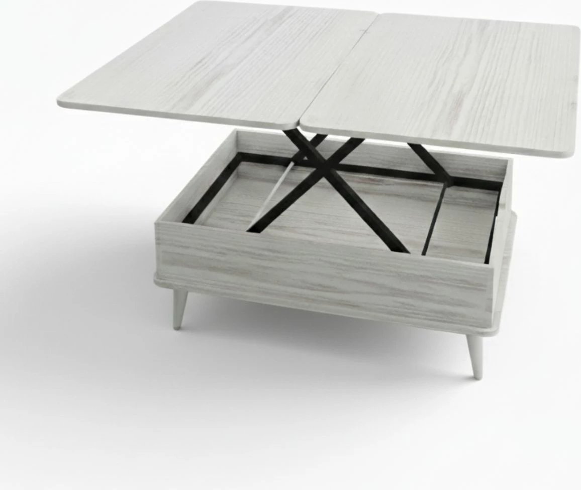 Tavolinë kafeje Skye Decor, Dy Ada, ngjyrë e bardhë antike