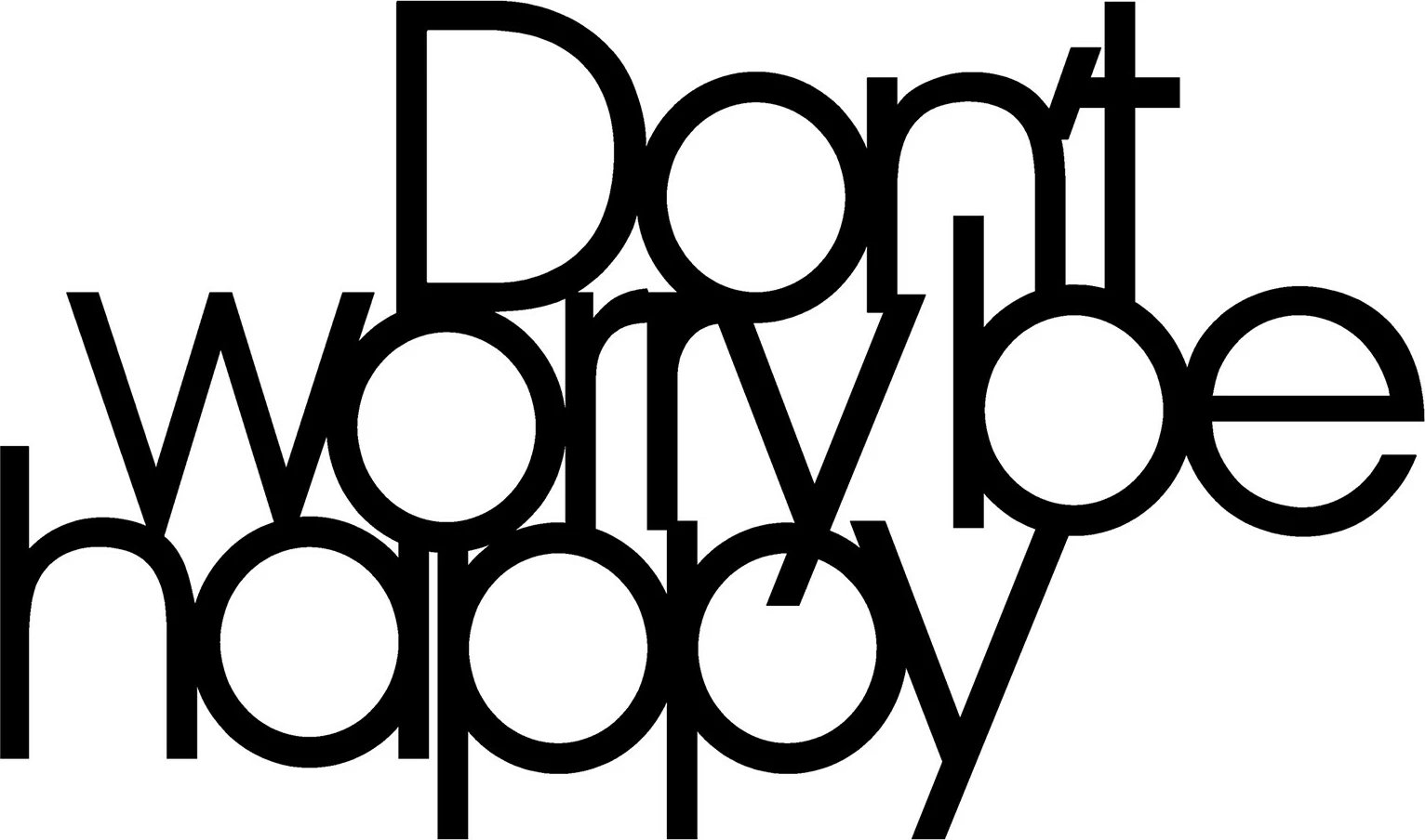 Aksesor dekorativ metalik për mur, Wallity, Dont Worry Be Happy, ngjyrë e zezë