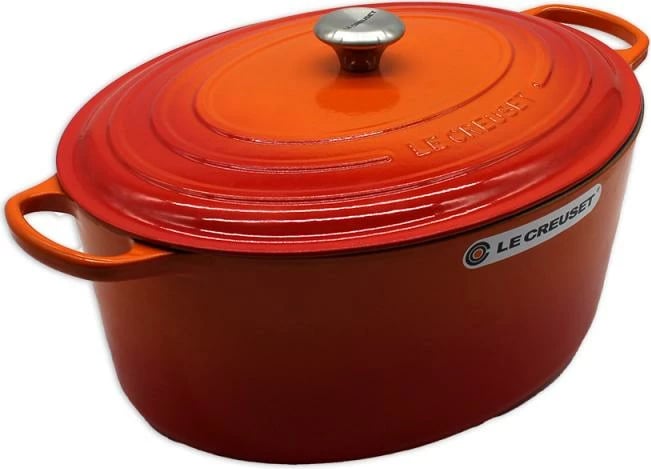Kaserolë ovale rostimi, Le Creuset Signature 21178400902430, 40 cm, me kapak, e kuqe