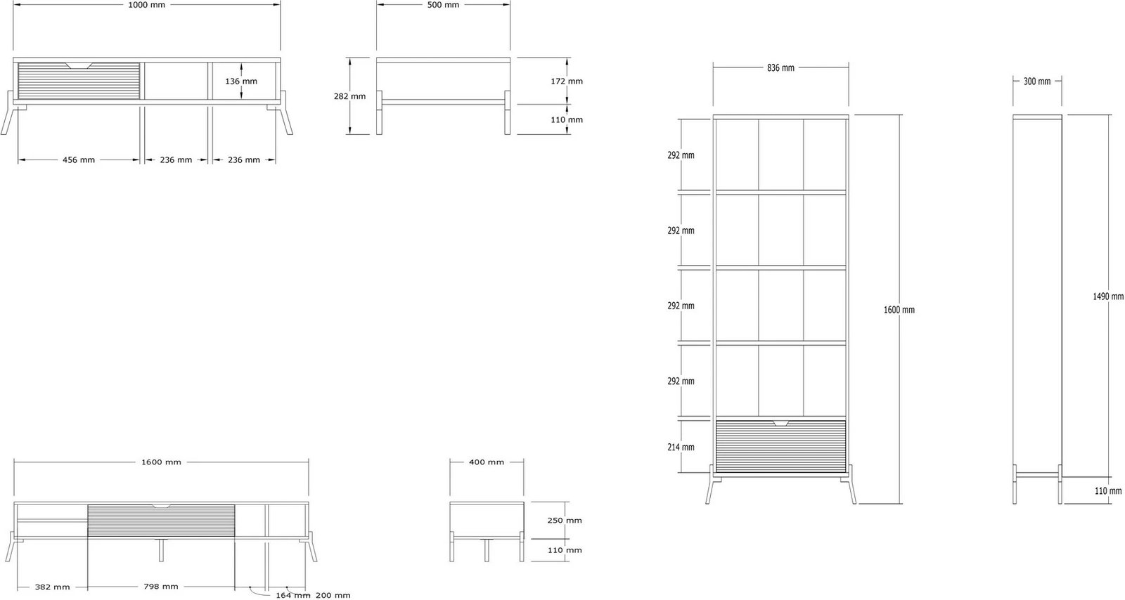 Set mobiljesh për dhomë dite, Ponuse, ngjyrë lis safir dhe antracit