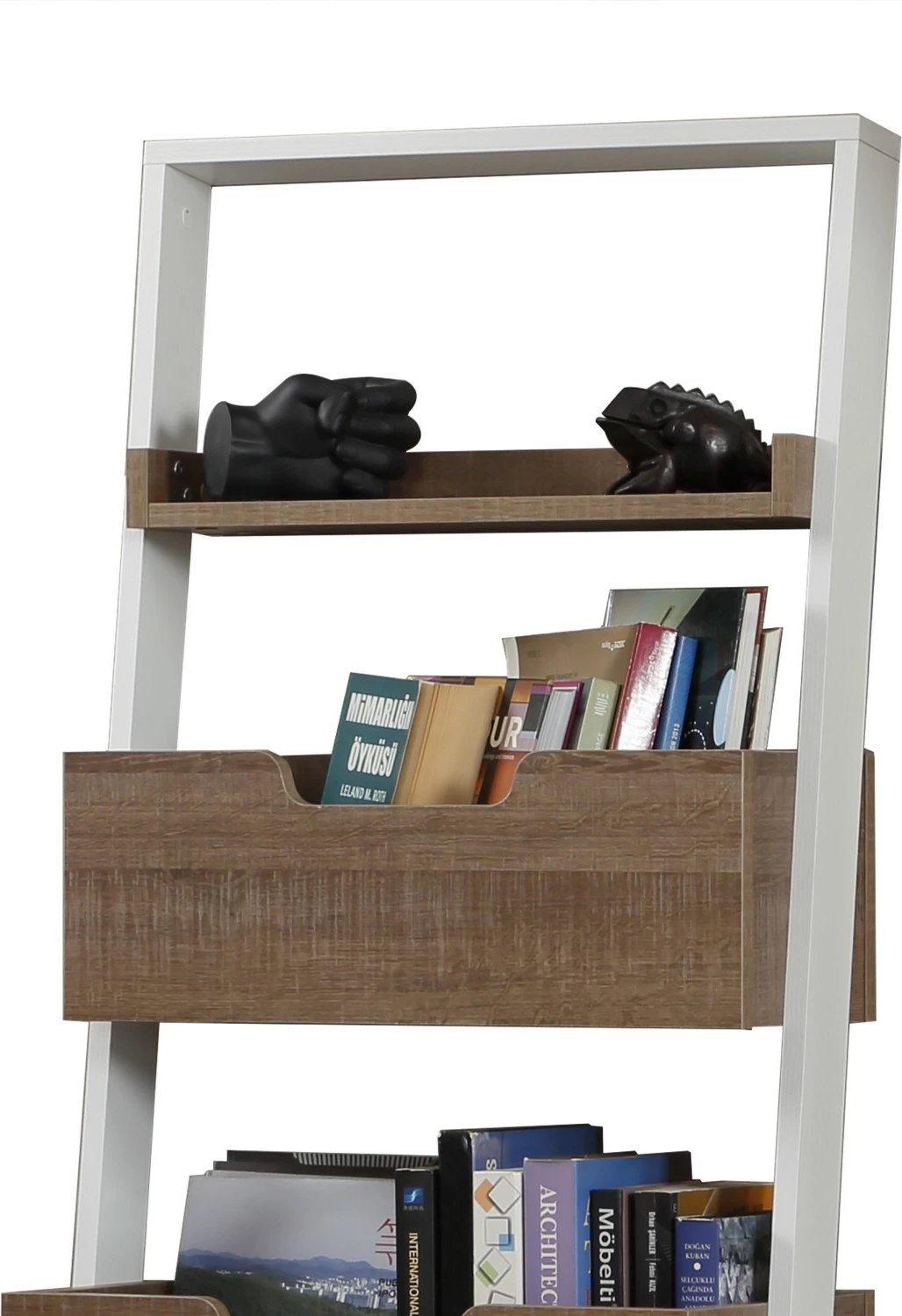 Raft librash Hanah Home, i ulët, ngjyrë lisi i errët