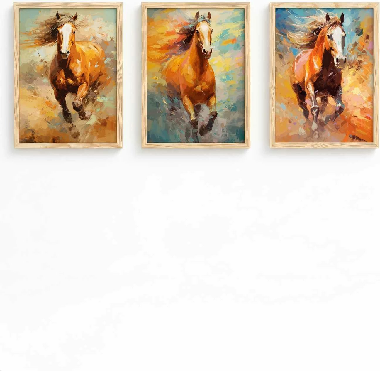 Pikturë dekorative me kornizë, 3 pjesë, Wallity, Huhu508, shumëngjyrëshe, 30x40cm