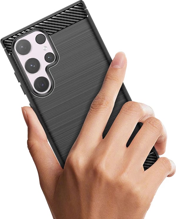 Mbështjellës Hurtel Carbon Case për Samsung Galaxy S24 Ultra, TPU, i zi