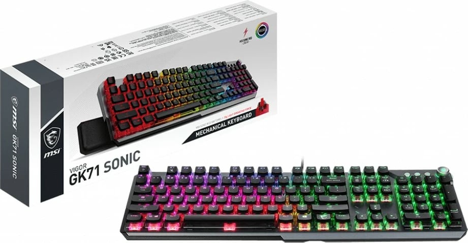 Tastierë mekanike MSI VIGOR GK71 SONIC, RGB, Cherry MX Red, full-size, e zezë