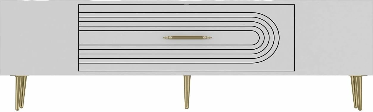 Komodë TV Skye Decor, e bardhë, e artë, Dekol3