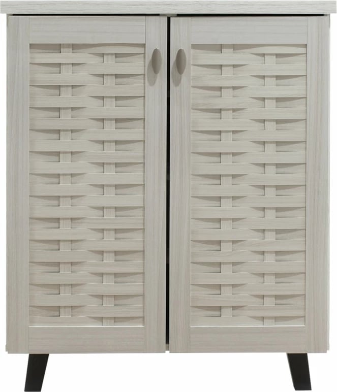 Dollap këpucësh MANTAM 12 palë, bardhë-gri, 78x40x92 cm