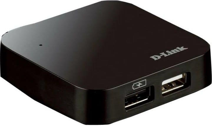 USB hub, D-Link DUB-H4/E, 4 porte USB 2.0 deri 480 Mbps, e zezë